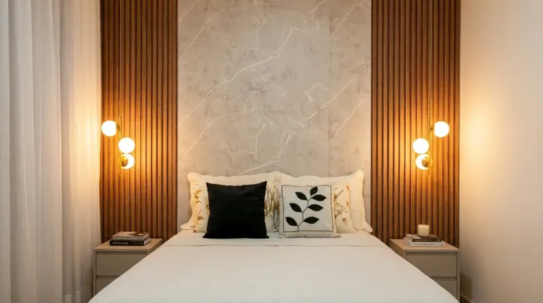 Complete bedroom transformation with modern lighting
