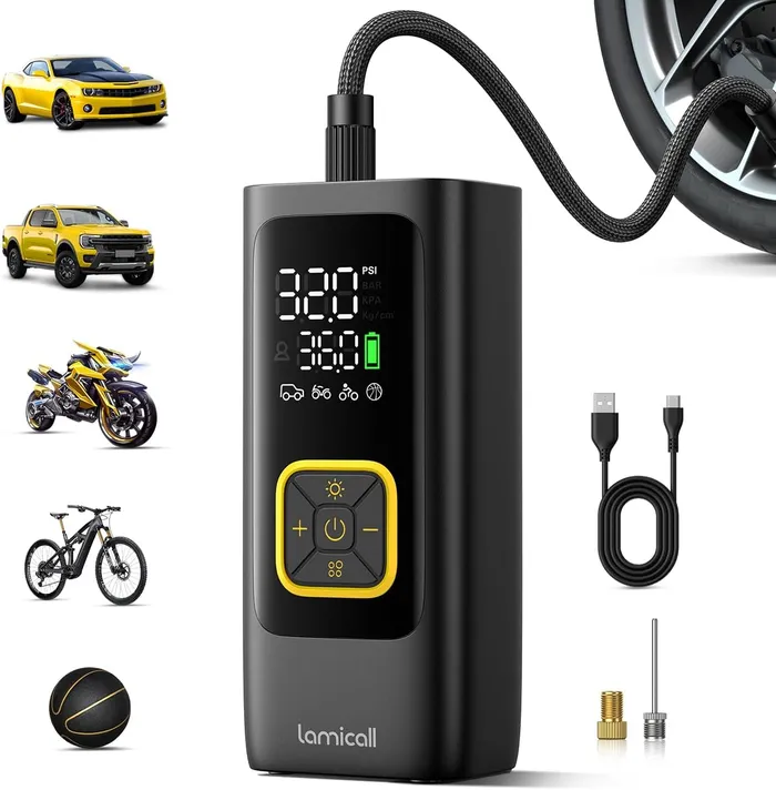 Portable electric air inflator being unboxed
