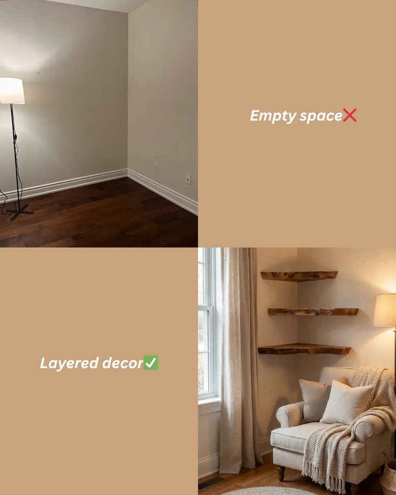 Empty space vs Layered decor comparison